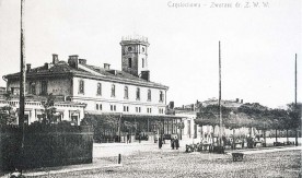 Częstochowa, budynek stacyjny. Reprodukcja zdjęcia ze zbiorów Muzeum Okręgowego w...